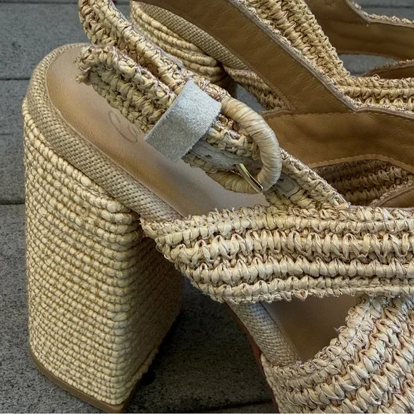 Castaner Sandalo in Rafia Adriana Size 38 Chunky Heel Sandals‎ Made In Spain - Picture 15 of 16